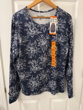 Hang Ten Navy and White Floral Long Sleeve Shirt